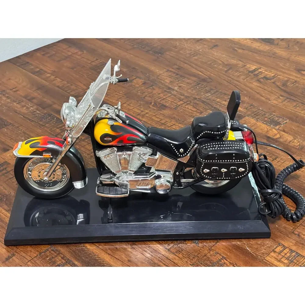 Harley Davidson Motorcycle Telephone Landline Heritage Softail Black/Flames 9x13